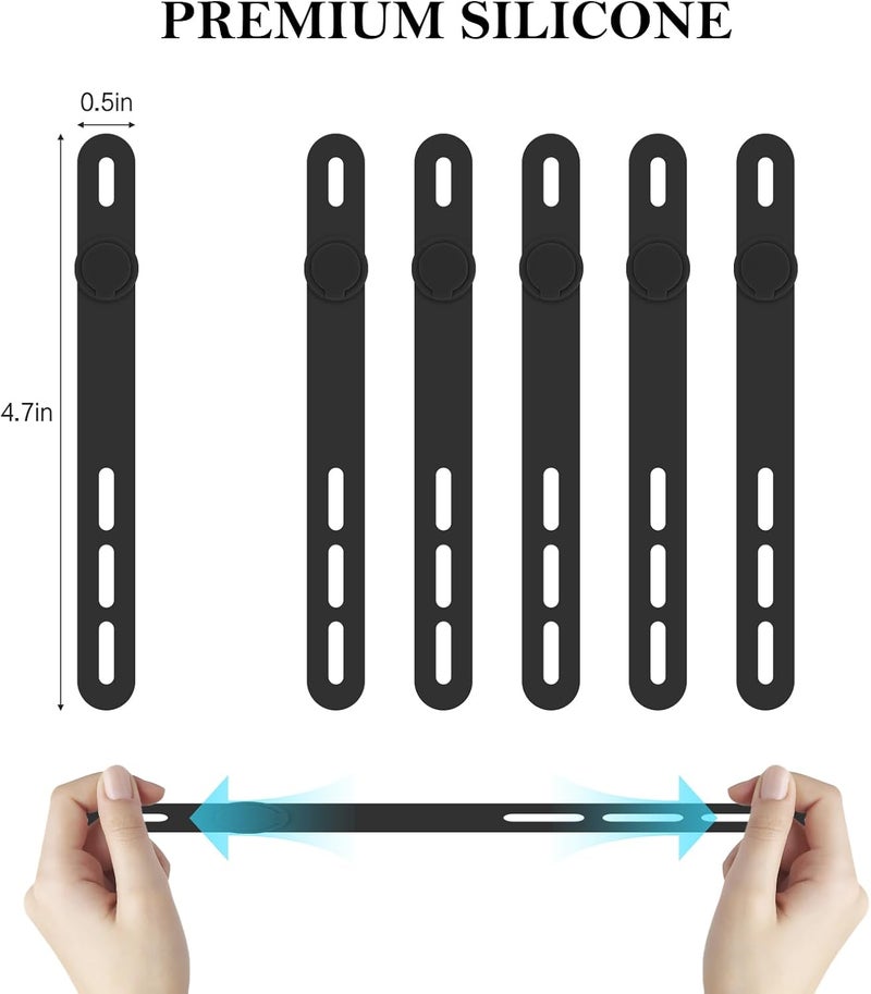 Donruby 30Pcs Silicone Cable Ties - Reusable & Washable with Adjustable Locking Buckles, High Elasticity Cable Management Straps for Home, Office, School, Travel Essential Cord Organizer (Black) - Image 2